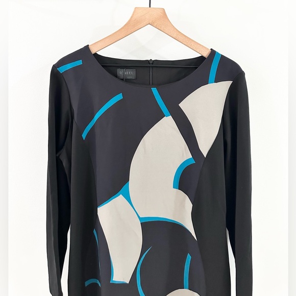 NWT Q | Neel Geo Print Dress Black Blue Size 14 - Picture 2 of 5